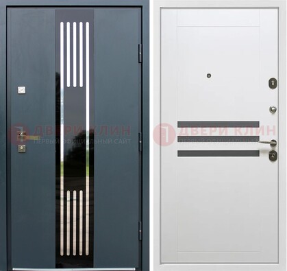 Темная квартирная дверь с разными МДФ ДМ-504 в Красноармейске