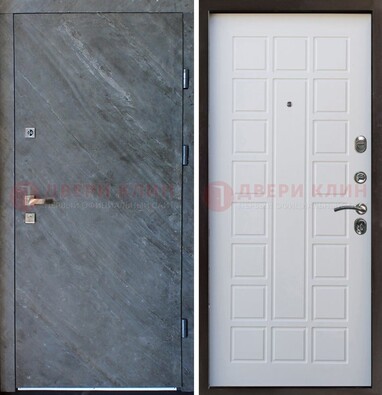 Железная дверь с МДФ серая и белая ДМ-505 в Красноармейске