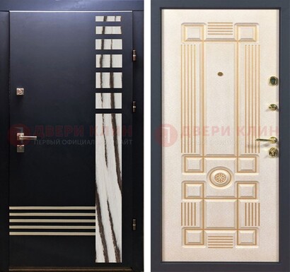 Черная железная дверь с МДФ панелями ДМ-510 в Иваново