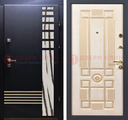 Черная железная дверь с МДФ панелями ДМ-510 в Красноармейске