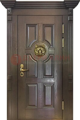 Коричневая металлическая дверь с массивом дуба ДМД-50 в Красноармейске