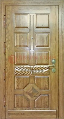 Светлая стальная дверь с массивом дуба и узором ДМД-63 в Красноармейске
