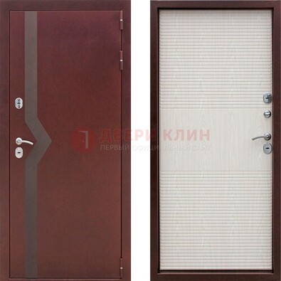 Бордовая металлическая дверь с порошковым напылением ДП-100 в Красноармейске