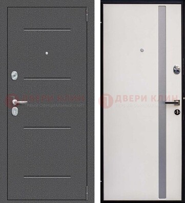 Железная дверь с порошковым напылением и белой МДФ ДП-212 в Уфе