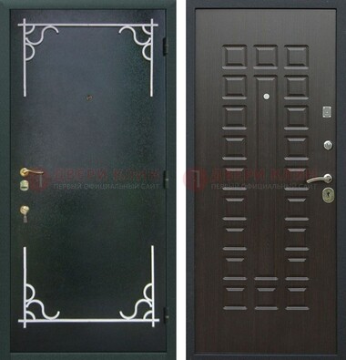 Темная входная дверь с порошковым покрытием и МДФ венге ДП-223 в Котельниках