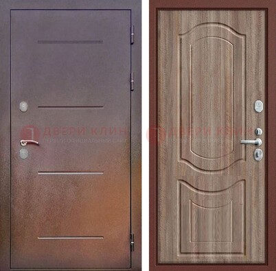 Стальная дверь с порошковым покрытием с коричневой МДФ ДП-226 в Красноармейске