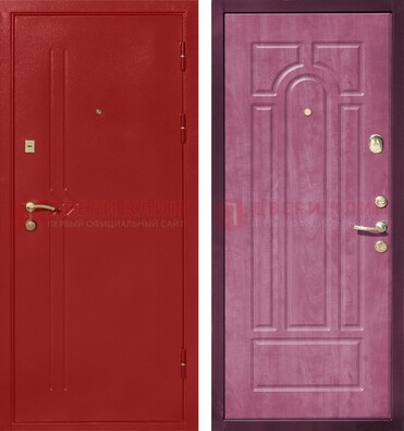 Красная входная дверь с порошковым напылением ДП-240 в Красноармейске