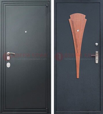 Черная железная дверь с порошковым покрытием и накладкой МДФ внутри ДП-245 в Электрогорске