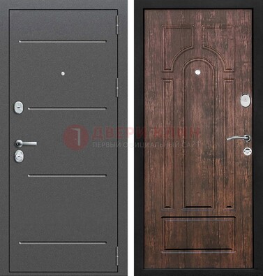 Железная дверь Антик серебро с порошковым напылением и МДФ Тисненый орех ДП-260 в Красноармейске