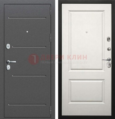 Серая стальная дверь с порошковым покрытием и светлой МДФ ДП-266 в Красноармейске