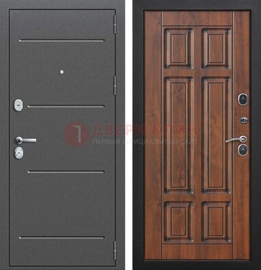 Стальная дверь с порошковым покрытием Антик серебро и филенчатой МДФ ДП-267 в Красноармейске