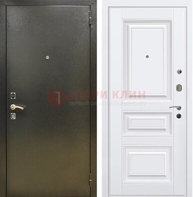 Железная темно-серая дверь с порошковым напылением и белой МДФ ДП-274 в Красноармейске