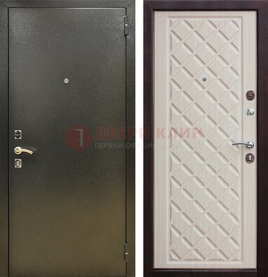 Темно-серая железная дверь с порошковым покрытием и филенчатой МДФ ДП-289 в Красноармейске