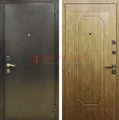 Темно-серая входная дверь с порошковым покрытием и МДФ Золотой дуб ДП-291 в Красноармейске