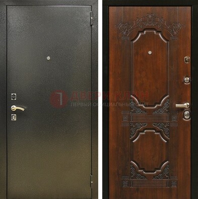 Входная дверь Темное серебро с порошковым покрытием и МДФ с узором ДП-293 в Красноармейске