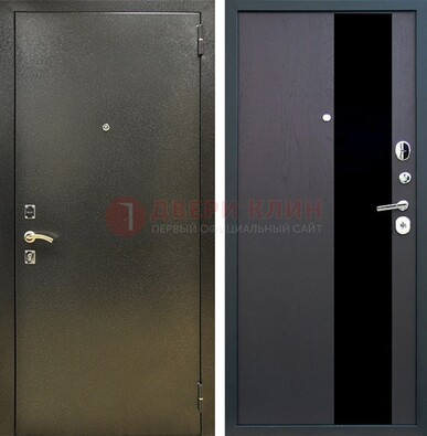 Входная темная дверь с порошковым покрытием и МДФ со стеклом ДП-294 в Красноармейске