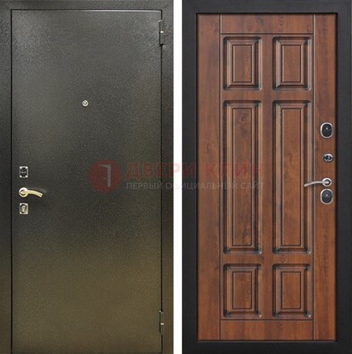 Металлическая входная темная дверь с порошковым напылением и МДФ ДП-299 в Красноармейске