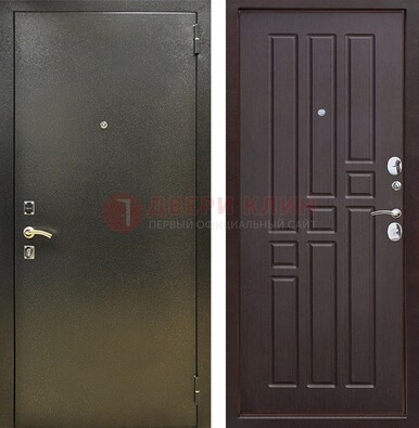 Входная темно-серая дверь с порошковым напылением и коричневой МДФ ДП-301 в Красноармейске