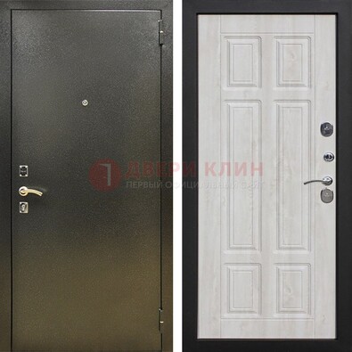 Входная темно-серая дверь с порошковым напылением и МДФ с филенкой ДП-302 в Красноармейске
