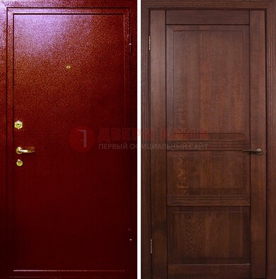 Красная железная дверь с порошковым окрасом ДП-58 в Красноармейске
