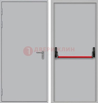 Белая металлическая противопожарная дверь с длинной ручкой ДПП-14 в Красноармейске