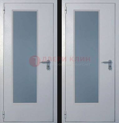 Белая металлическая противопожарная дверь с декоративной вставкой ДПП-5 в Красноармейске