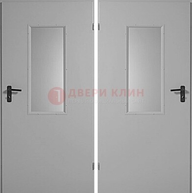 Белая металлическая противопожарная дверь с декоративной вставкой ДПП-7 в Красноармейске