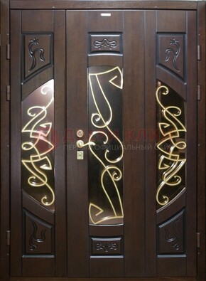 Парадная дверь со стеклом и ковкой ДПР-1 в каркасный дом в Троицке