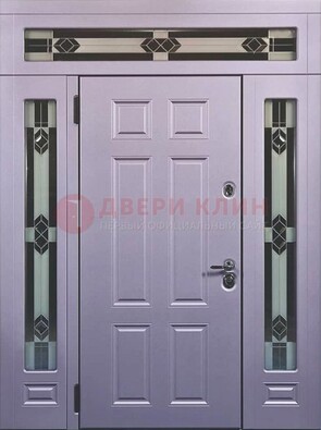 Филенчатая железная парадная дверь с фрамугами ДПР-82 в Красноармейске