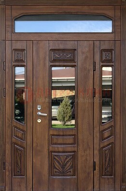 Парадная стальная дверь Винорит со стеклом и резьбой ДПР-97 в Красноармейске