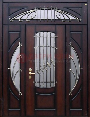 Парадная дверь со стеклянными вставками и ковкой ДПР-9 для улицы в Красноармейске