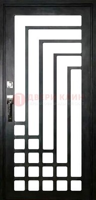 Черная стальная решетчатая дверь в современном стиле ДР-43 в Красноармейске