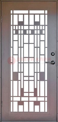 Коричневая стальная решетчатая дверь с узором ДР-4 в Красноармейске