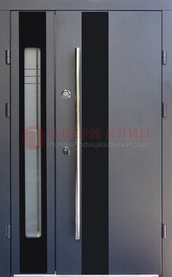 Серая стальная дверь со стеклом ДС-11 в Красноармейске