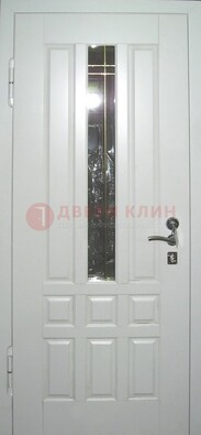 Белая металлическая дверь со стеклом ДС-1 в загородный дом в Красноармейске