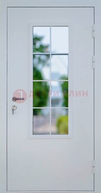 Белая железная дверь порошок со стеклом ДС-31 в Красноармейске