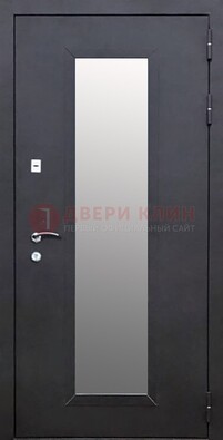 Черная стальная дверь порошок со стеклом ДС-33 в Красноармейске