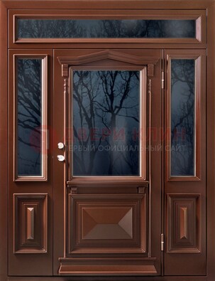 Коричневая металлическая дверь со стеклом ДС-67 в Красноармейске