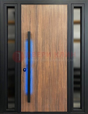 Коричневая металлическая дверь со стеклом ДС-69 в Красноармейске