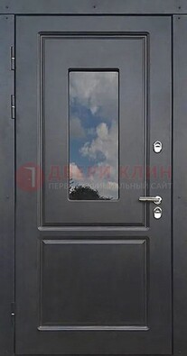Чёрная металлическая дверь со стеклом ДС-77 в Красноармейске