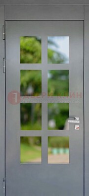 Серая металлическая дверь со стеклом ДС-78 в Красноармейске