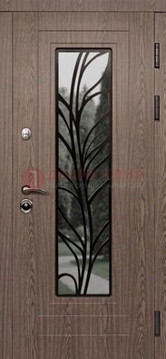 Металлическая дверь со стеклом и ковкой в стиле модерн ДСК-106 в Красноармейске