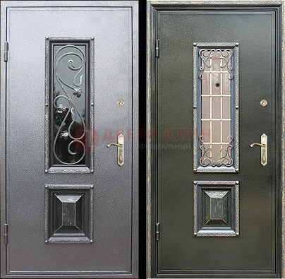 Звукоизоляционная металлическая дверь со стеклом и ковкой ДСК-12 в Красноармейске