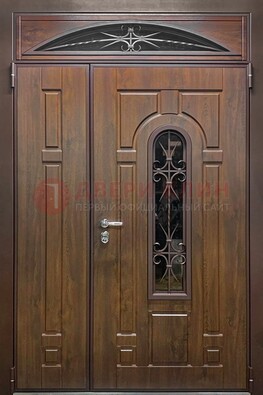 Большая металлическая дверь со стеклом и ковкой ДСК-145 в Красноармейске