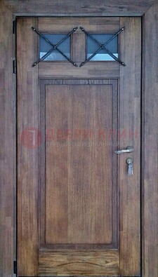 Металлическая дверь с Виноритом со стеклом и ковкой под старину ДСК-209 в Красноармейске