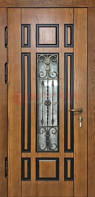 Двухцветная железная дверь Винорит со стеклом и ковкой ДСК-264 в Красноармейске