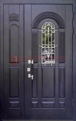 Входная дверь Винорит со стеклом и ковкой с узором ДСК-270 в Красноармейске