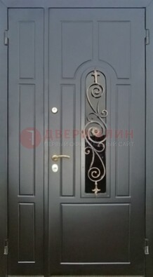 Металлическая дверь Винорит со стеклом в темном цвете ДСК-276 в Красноармейске
