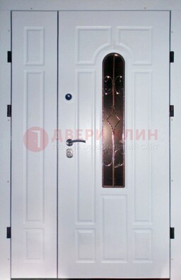 Входная дверь Винорит со стеклом в белом цвете ДСК-277 в Красноармейске