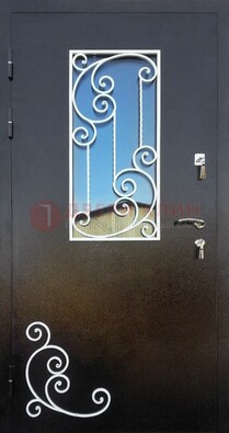 Входная дверь Порошок со стеклом и ковкой ДСК-278 в Липецке